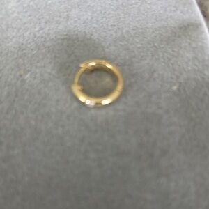 14k Gold Hoop Huggie one Earring with Accent diamond Stone - Women Jewelry